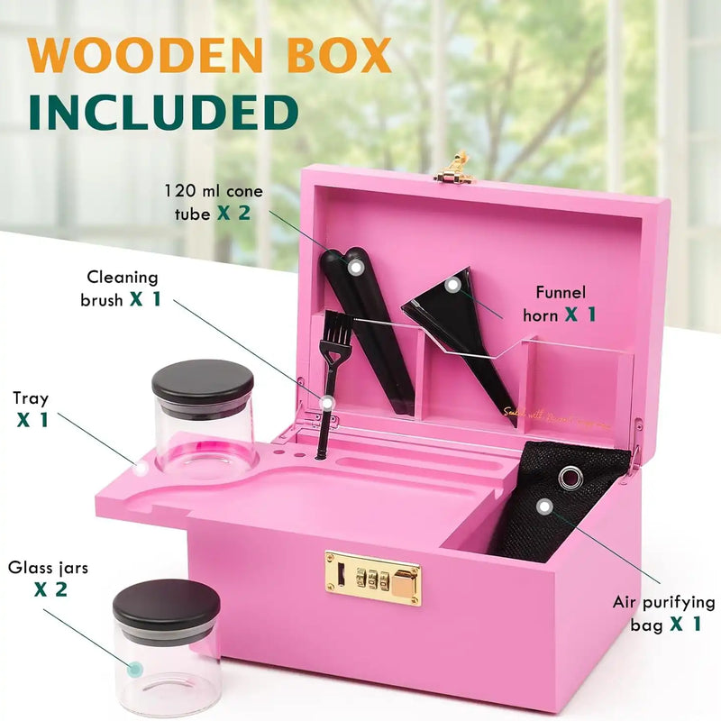 OZCHIN Bamboo Stash Box with Kits(Pink)