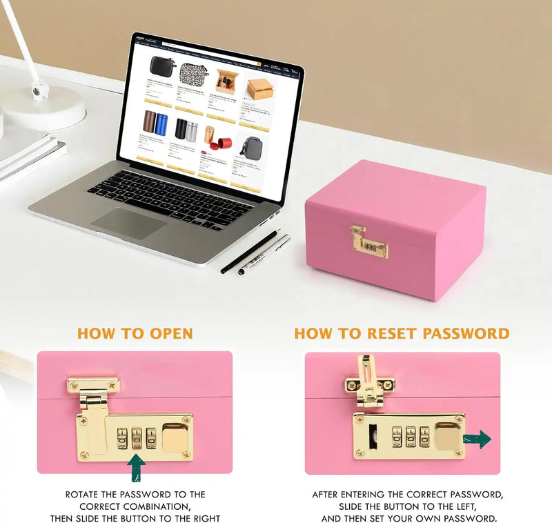 OZCHIN Bamboo Stash Box with Kits(Pink)