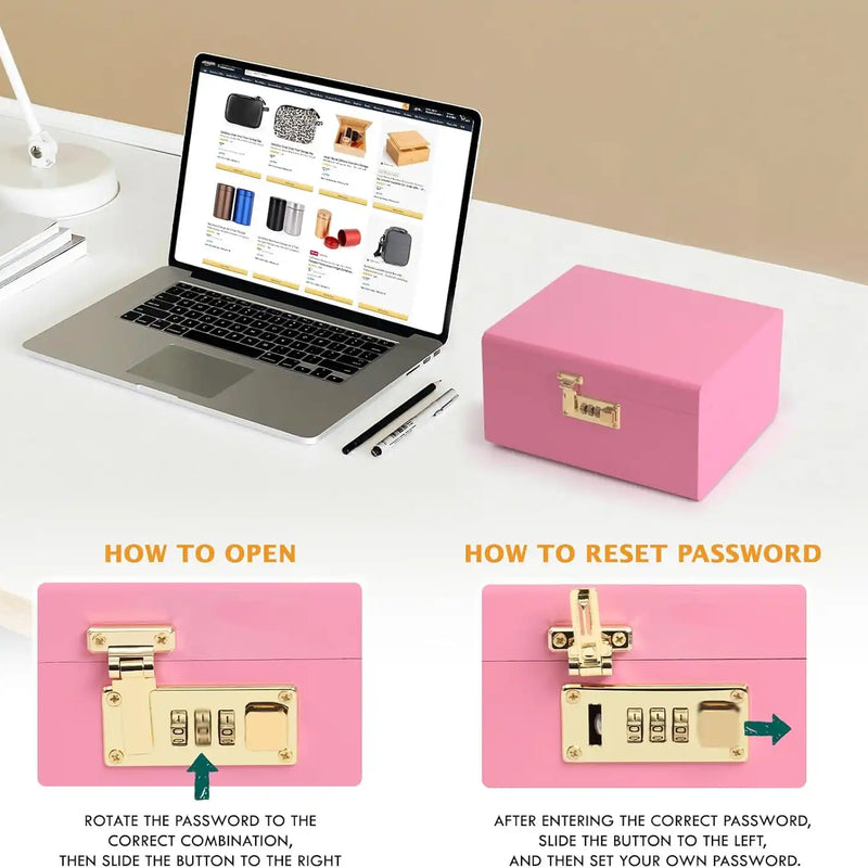 OZCHIN Bamboo Stash Box with Kits(Pink)