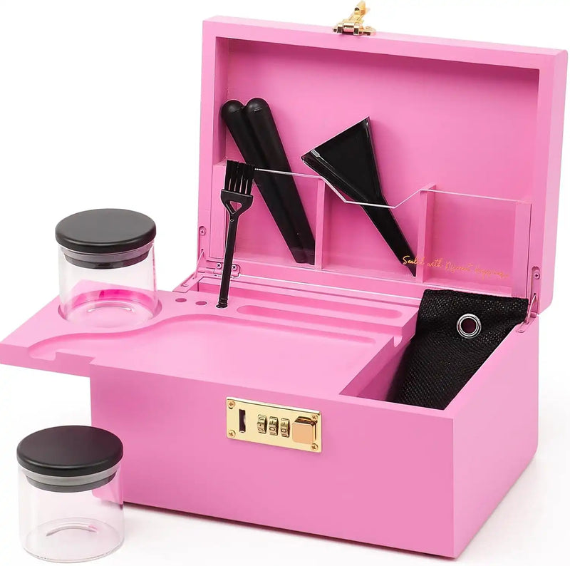 OZCHIN Bamboo Stash Box with Kits(Pink)