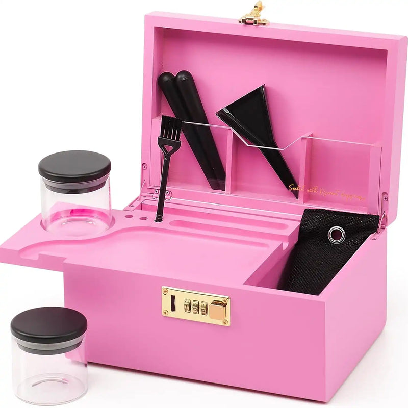 OZCHIN Bamboo Stash Box with Kits(Pink)