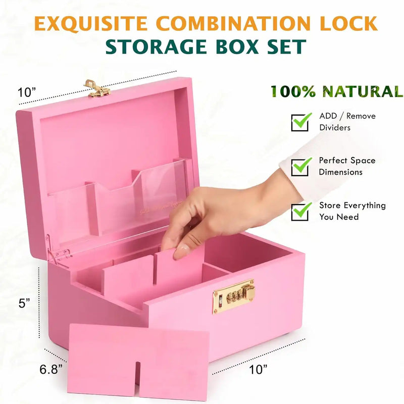 OZCHIN Bamboo Stash Box with Kits(Pink)