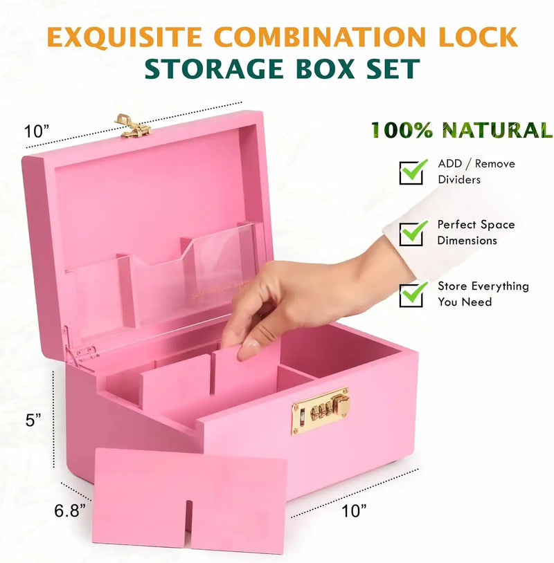OZCHIN Bamboo Stash Box with Kits(Pink)