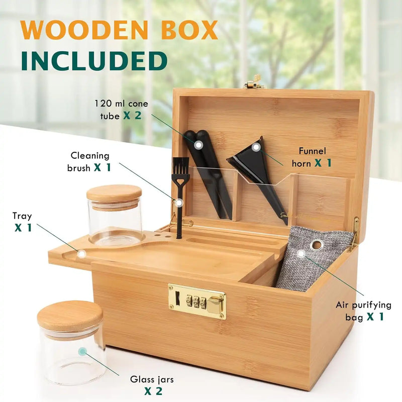 OZCHIN Bamboo Stash Box with Kits(Brown)