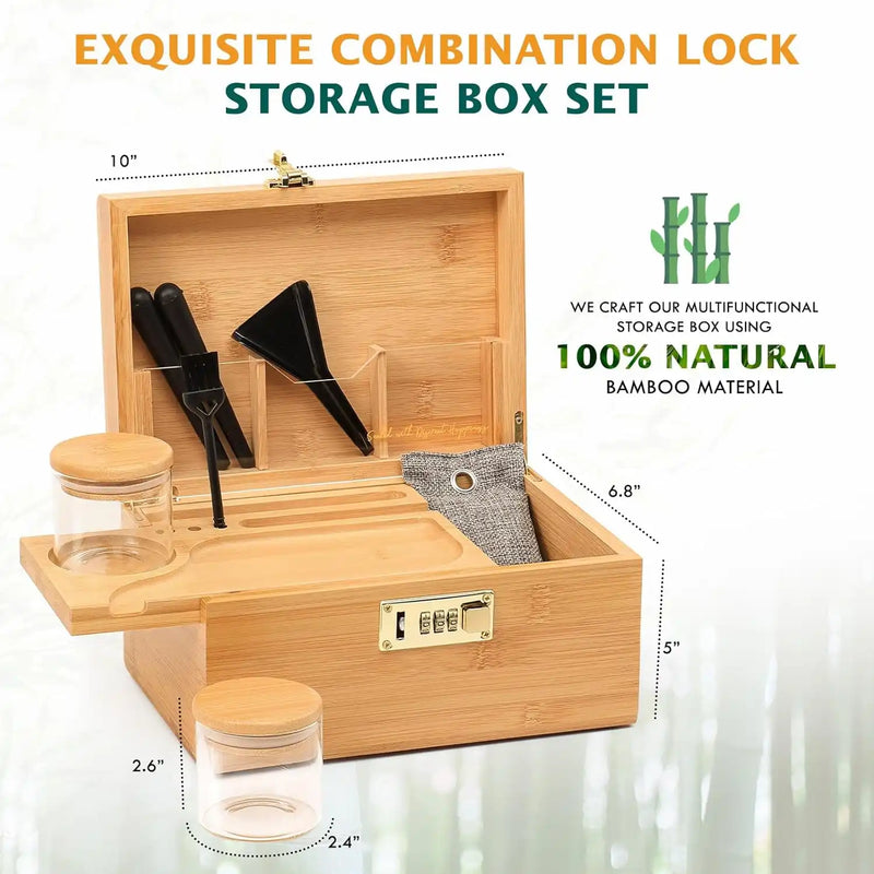 OZCHIN Bamboo Stash Box with Kits(Brown)