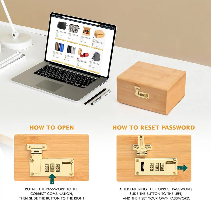 OZCHIN Bamboo Stash Box with Kits(Brown)