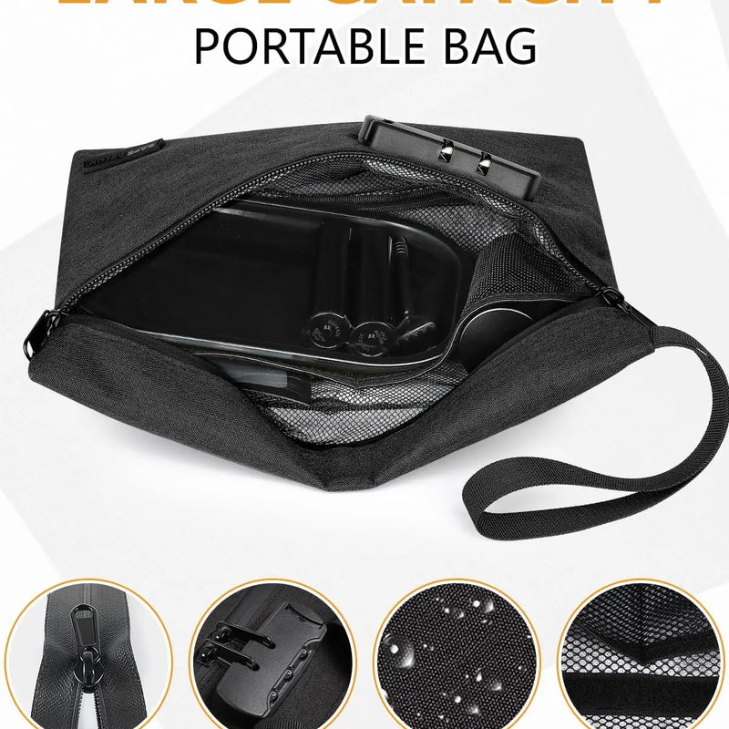 SafeDelux Smell Proof Bag with Combination Lock(Black) with Kits