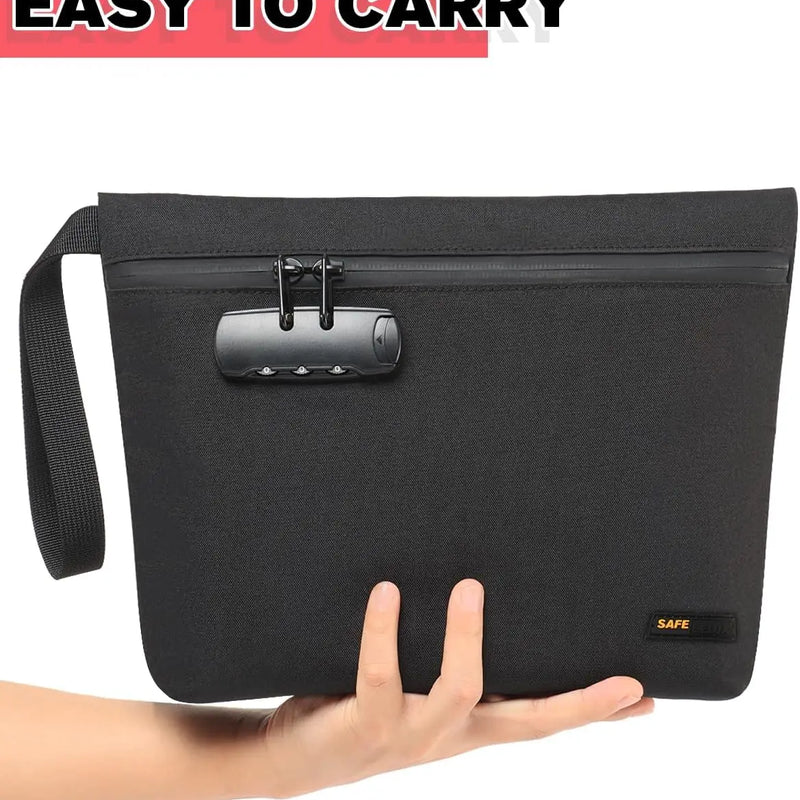 SafeDelux Smell Proof Bag with Combination Lock(Black) with Kits