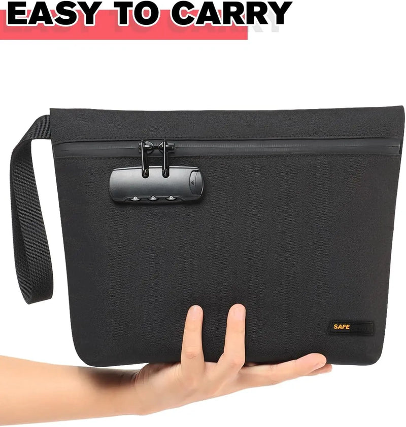 SafeDelux Smell Proof Bag with Combination Lock(Black) with Kits