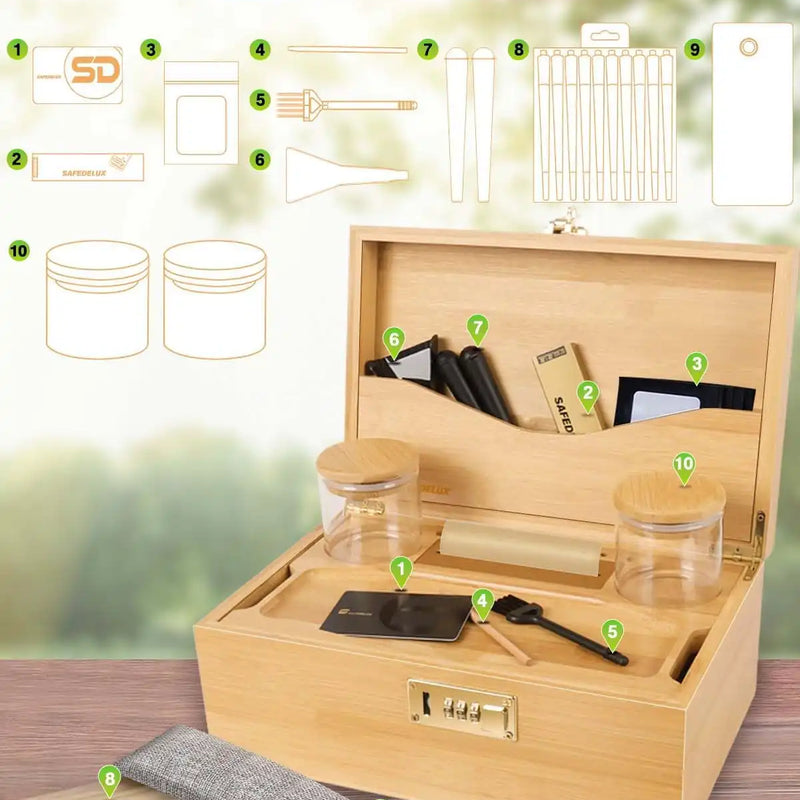 SafeDelux Extra Large Bamboo Stash Box(Brown)