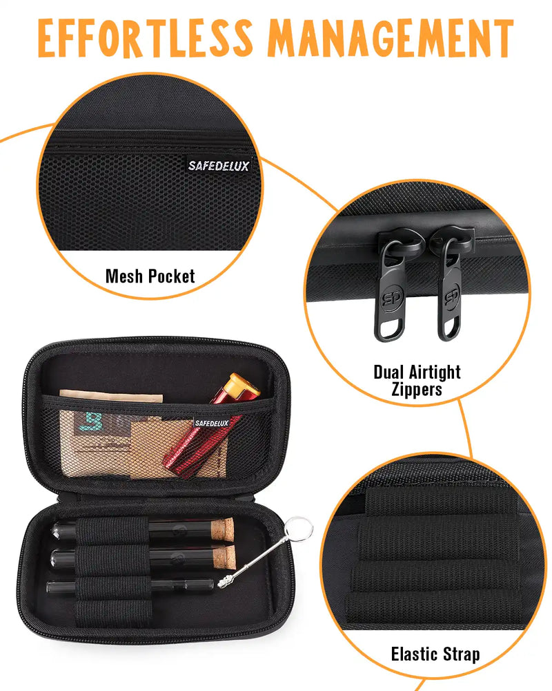 SafeDelux | Hard Shell Smell Proof Pouch Kits 7x4 in | Black Detail