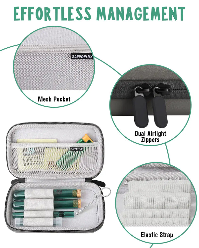 SafeDelux | Hard Shell Smell Proof Pouch Kits 7x4 in | Gray Details