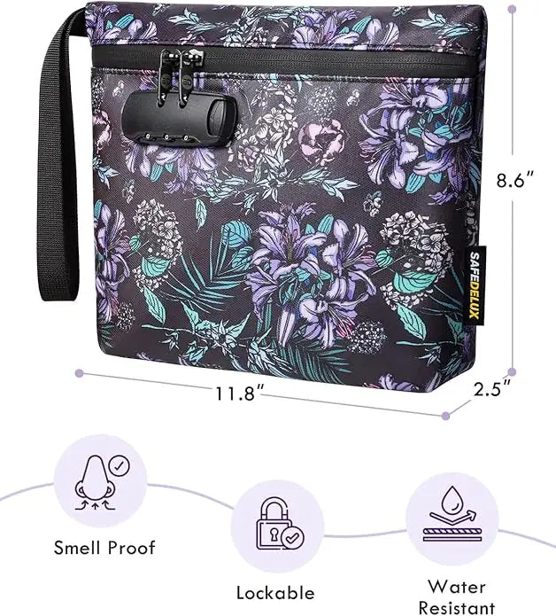 SafeDelux Smell Proof Bag with Combination Lock(Purple)