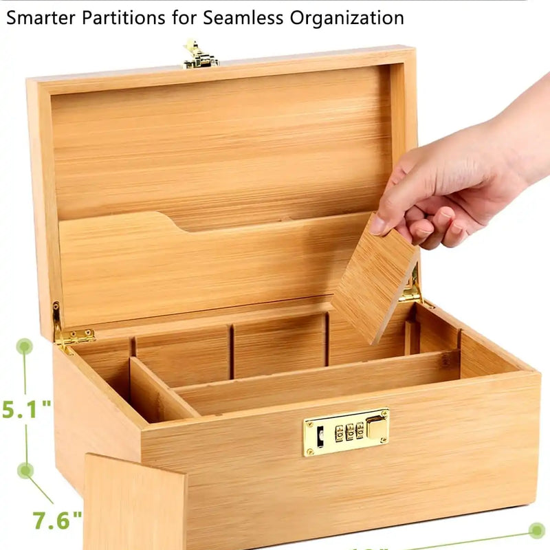 OZCHIN Locking Bamboo Stash Box Kits(XL Black)