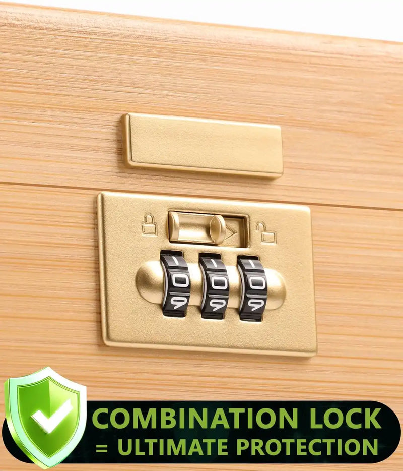 OZCHIN Large Bamboo Box with Foldable Tray(Brown)