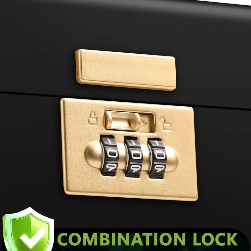 OZCHIN Large Bamboo Box with Foldable Tray(Black)