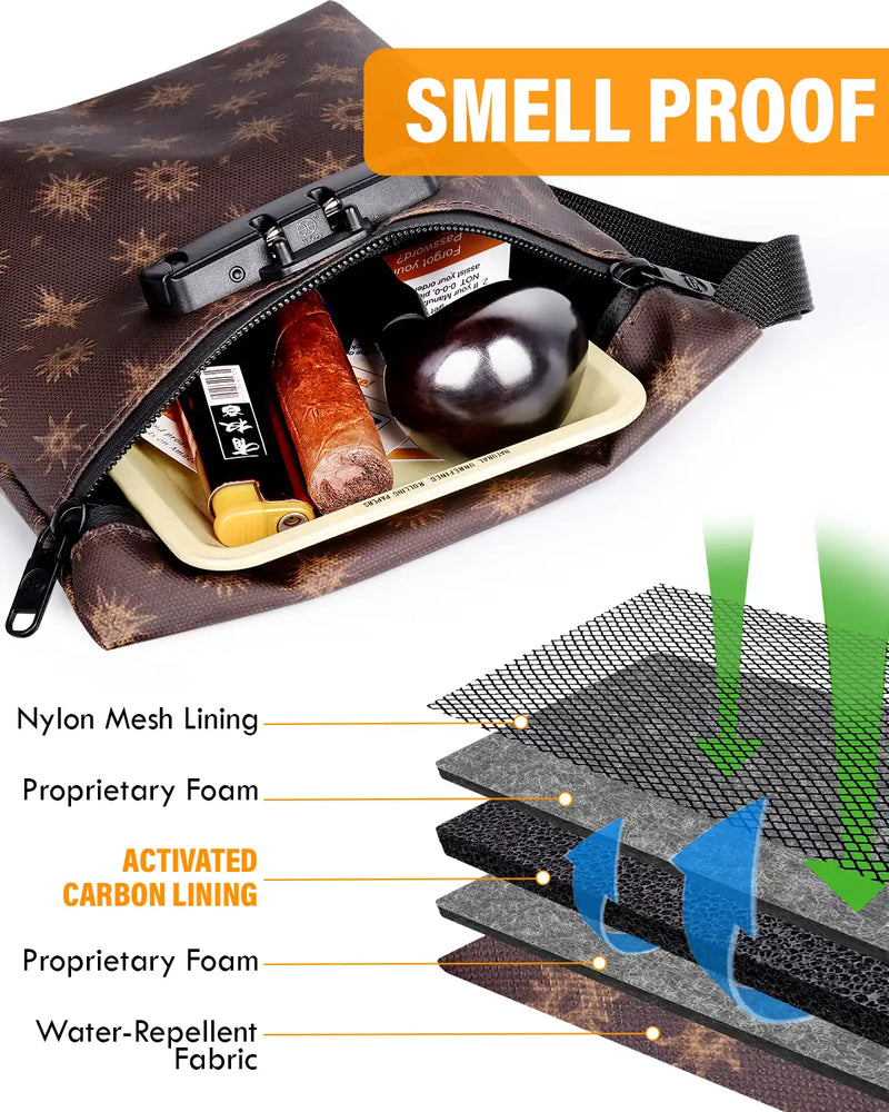 SafeDelux Yllin | Smell Proof Lock Bag 7x8 in | Brown