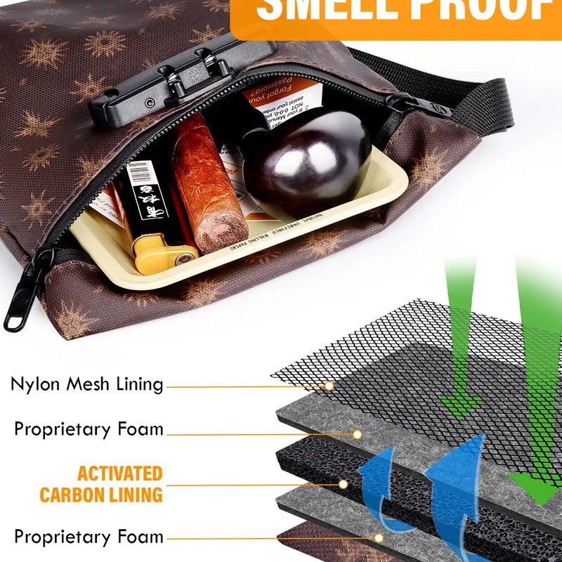 SafeDelux Yllin | Smell Proof Lock Bag 7x8 in | Brown