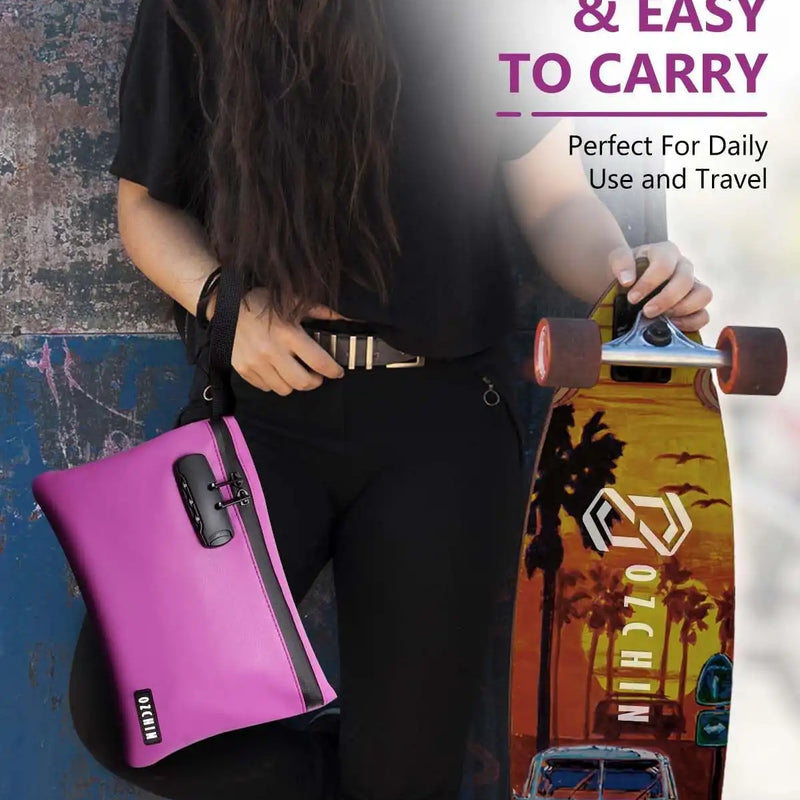 OZCHIN Textured PU Hand Bag with Combination Lock 10*7