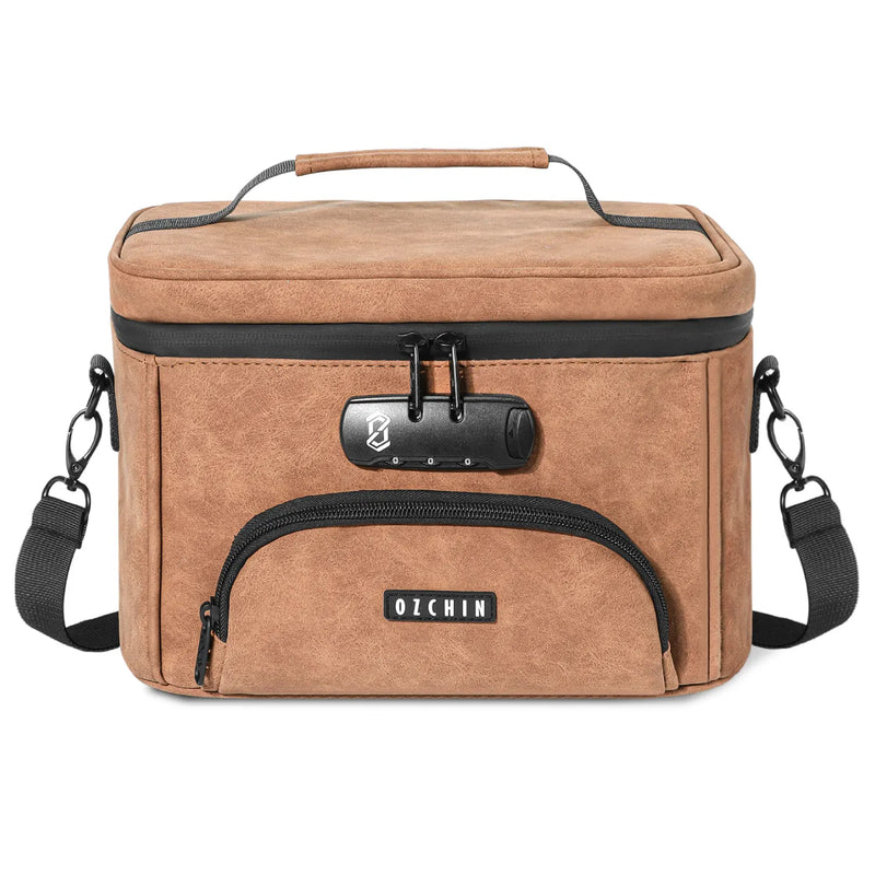 OZCHIN Vecran | Smell Proof Cross Body Bag 6x6.5x10 in (Brown)
