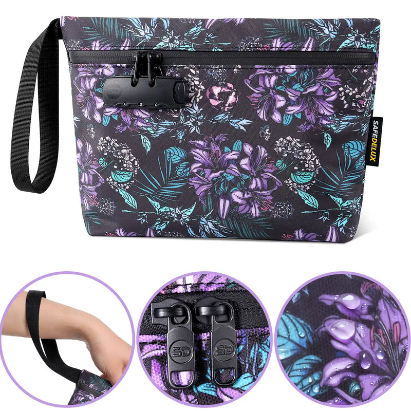 SafeDelux Vireon | Lockable Smell Proof Bag Kits | Purple Flower