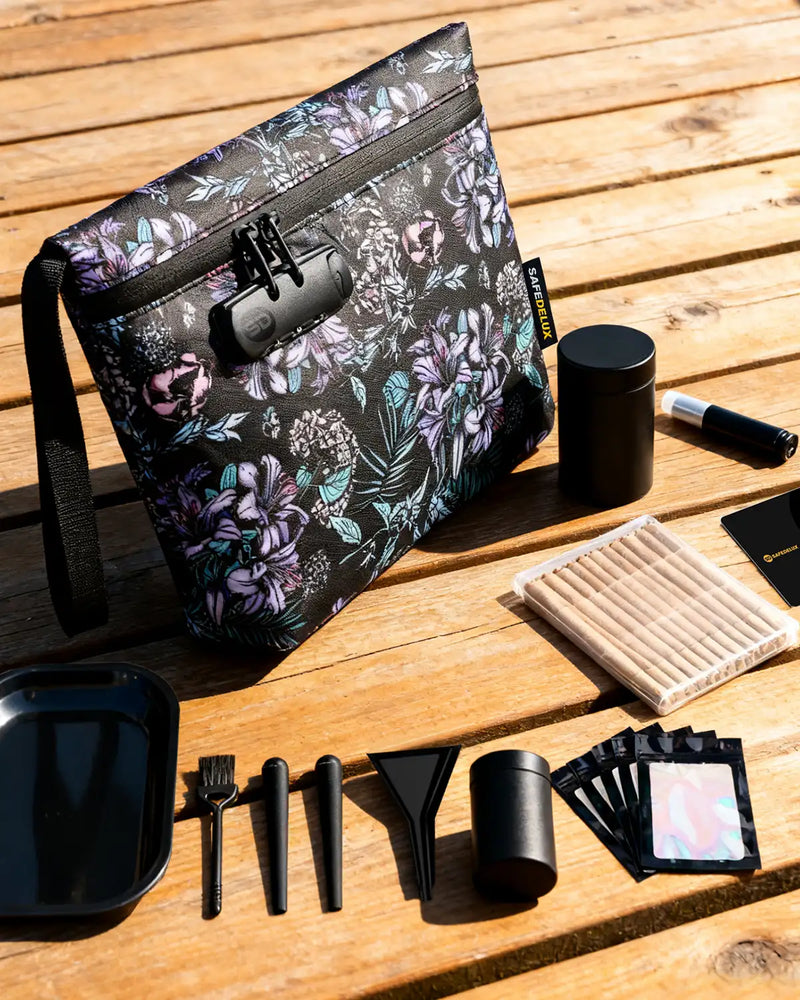 SafeDelux Vireon | Lockable Smell Proof Bag Kits | Purple Flower