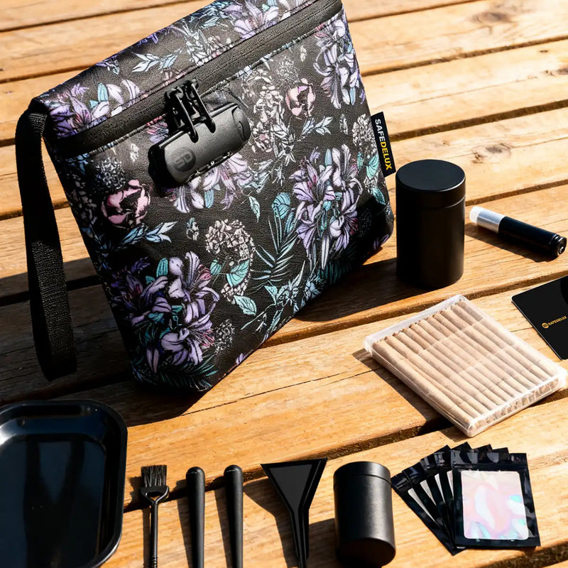 SafeDelux Vireon | Lockable Smell Proof Bag Kits | Purple Flower