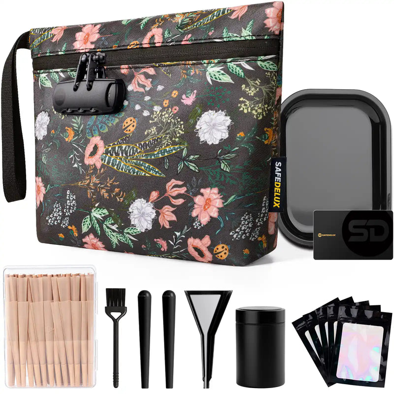 SafeDelux Vireon | Lockable Smell Proof Bag Kits | Green Flower