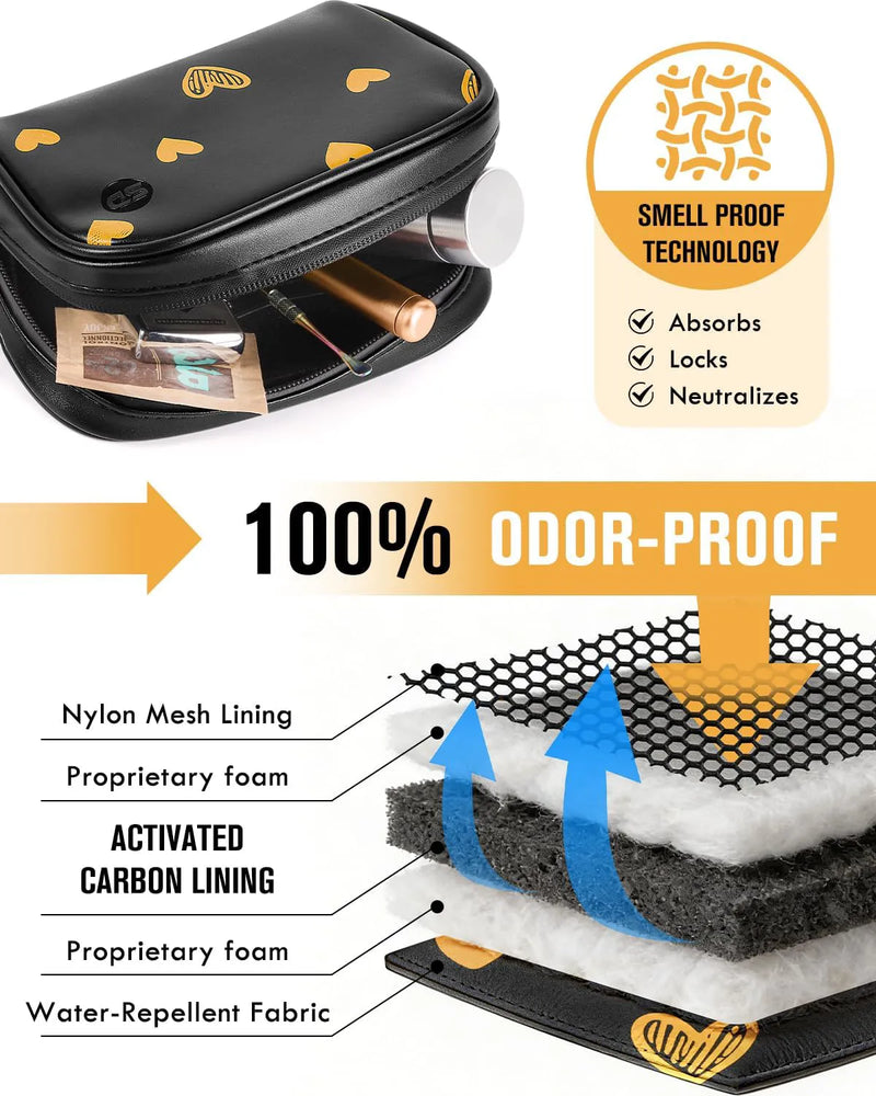 SafeDelux | Smell Proof PU Hand Bag | Heart liner detail