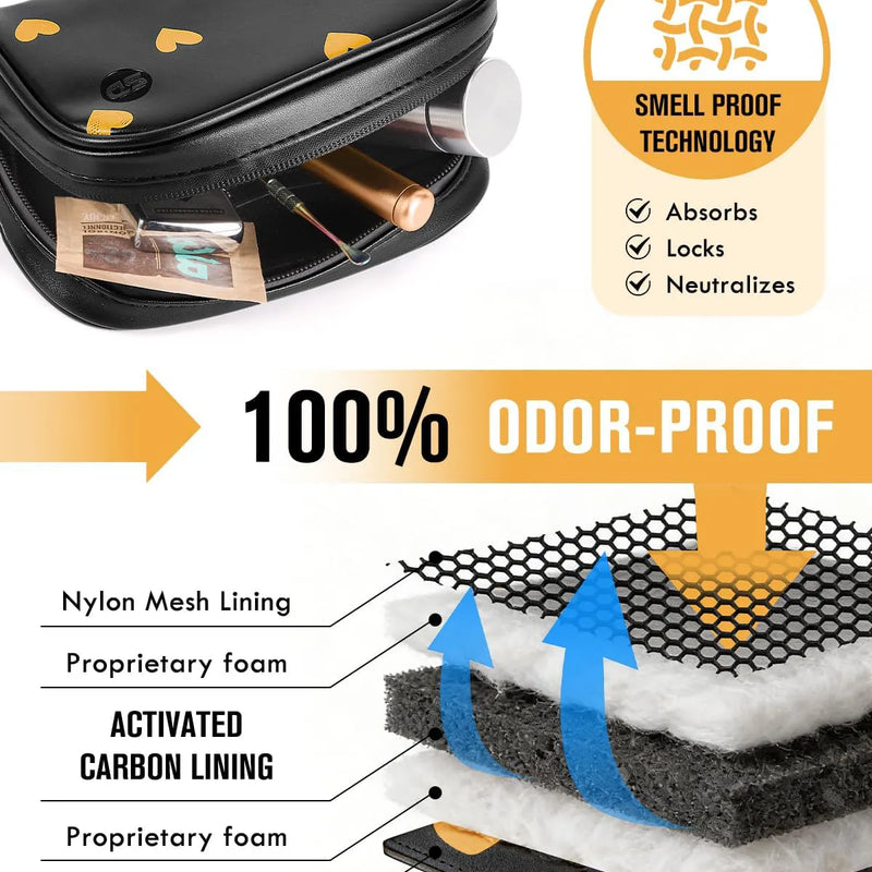 SafeDelux | Smell Proof PU Hand Bag | Heart liner detail