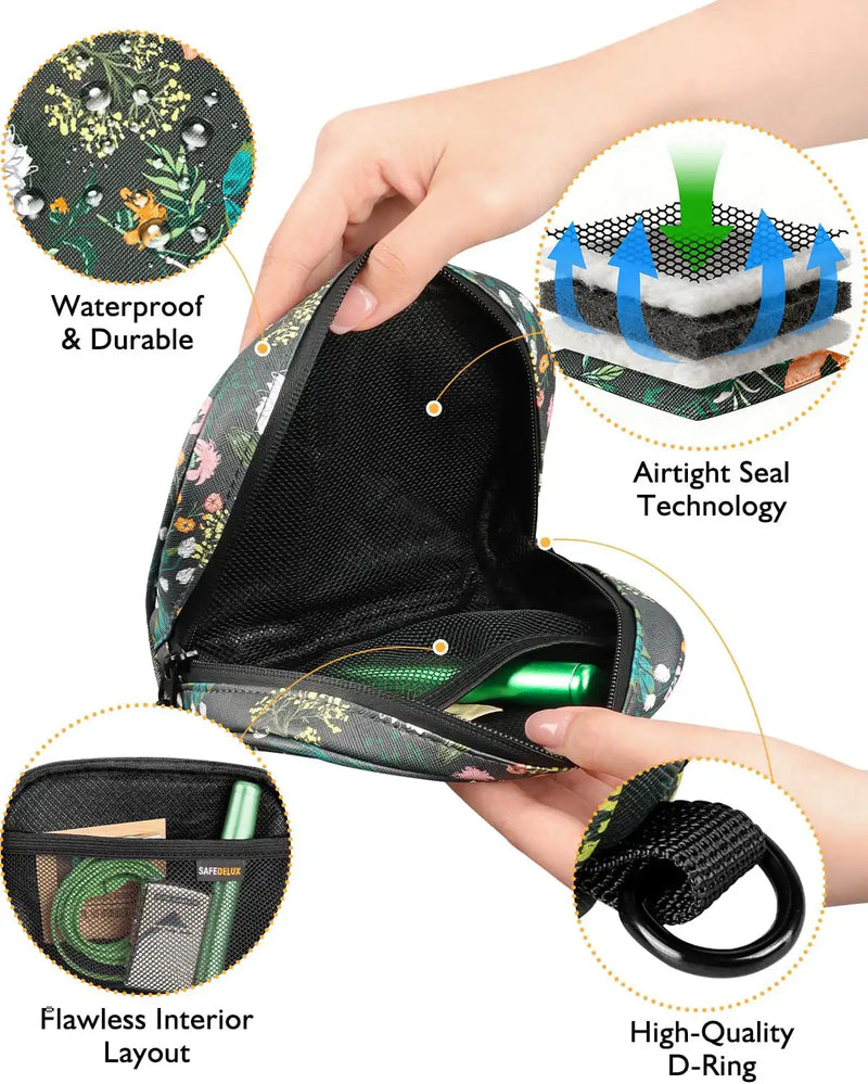 SafeDelux | Smell Proof PU Hand Bag 6.7x4.7 in | Green2 detail