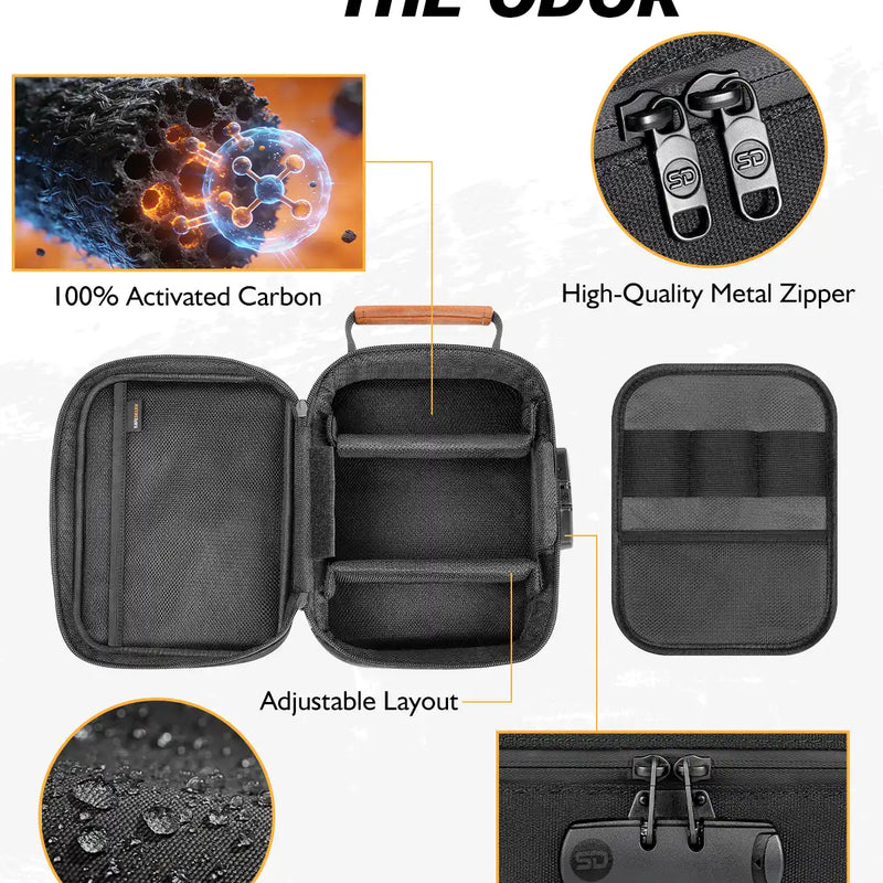 SafeDelux Spectra | Lockable Smell Proof Bag 4x7x9.5 in (Brown&Black) liner detail