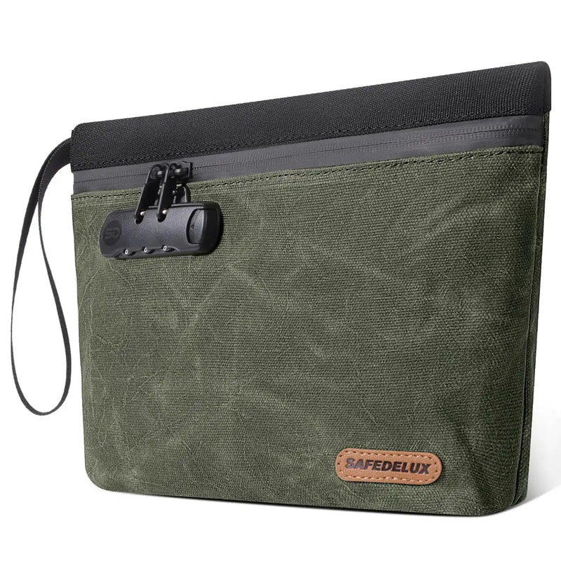SafeDelux Vireon | Lockable Smell Proof Bag 11.8x8.6 in(Dark Green)