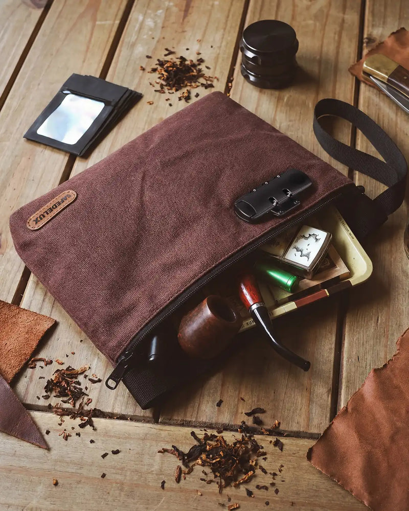 SafeDelux Vireon | Lockable Smell Proof Bag 11.8x8.6 in|Dark Brown