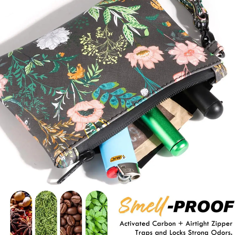 OZCHIN Kairo | Smell Proof Pouch 6x4 in(Green Flowers)