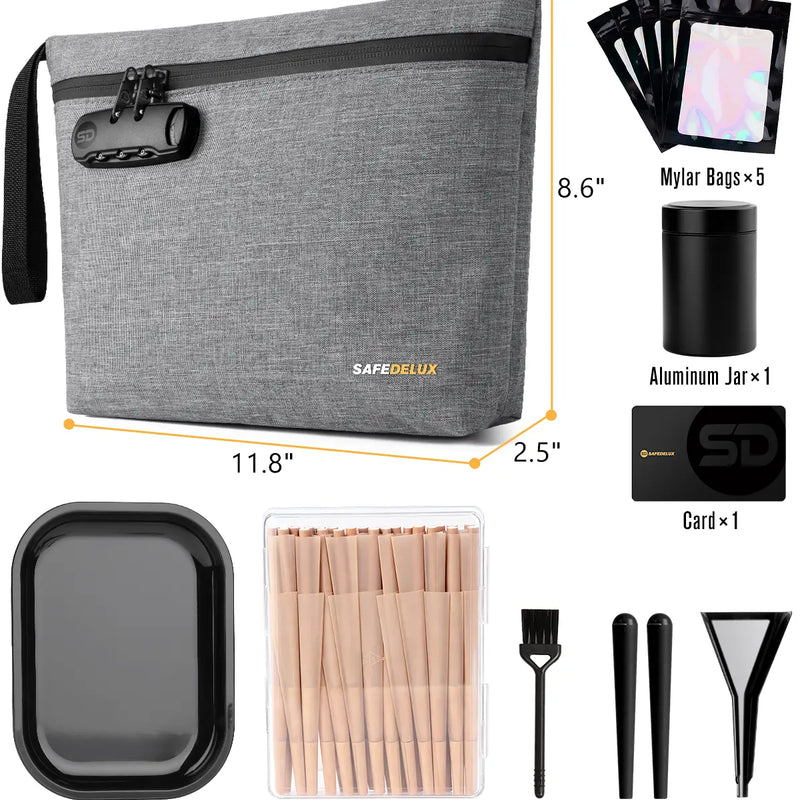 SafeDelux Vireon | Lockable Smell Proof Bag Kits | Grey size detail