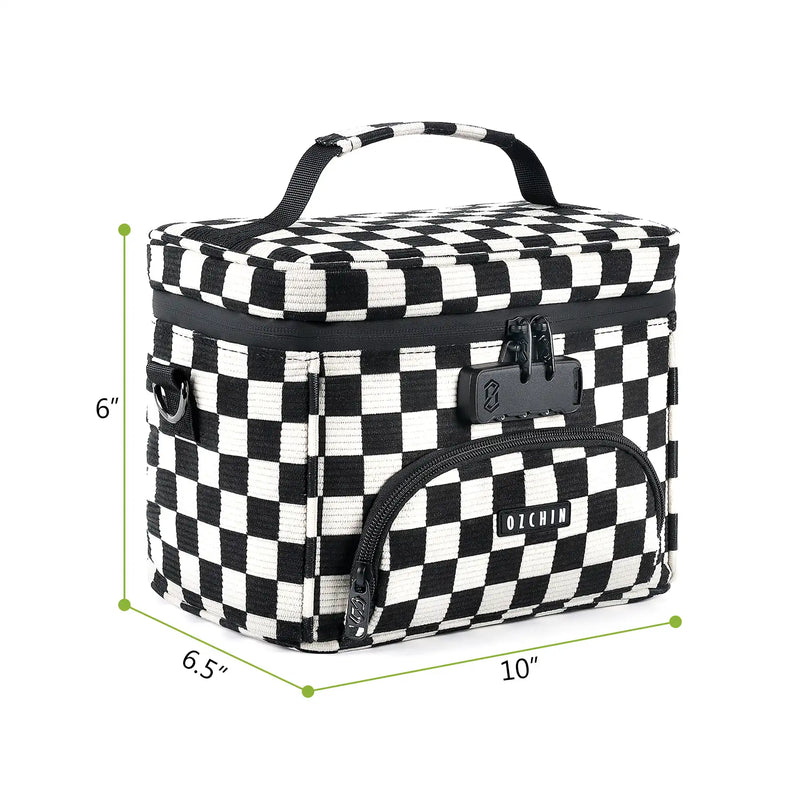 OZCHIN Vecran | Smell Proof Cross Body Bag 6x6.5x10 in (checker) size detail