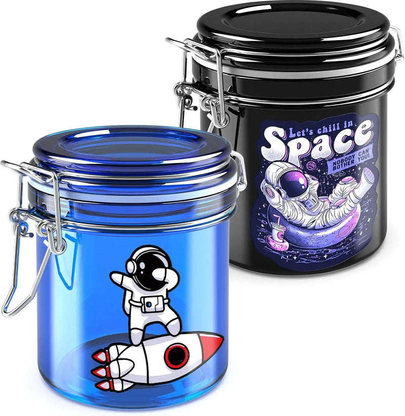 SafeDelux Airtight Glass Jar(Blue&Black Astronaut)