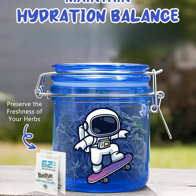 SafeDelux Airtight Glass Jar(Blue Astronaut)