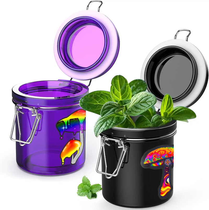 SafeDelux Airtight Glass Jar(Colorful Mushrooms)