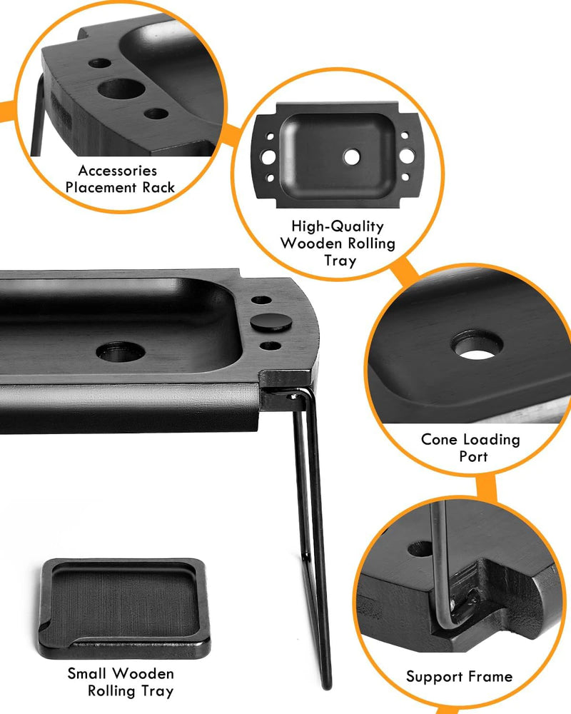 SafeDelux | Small Folding Rolling Tray Kits | Black details