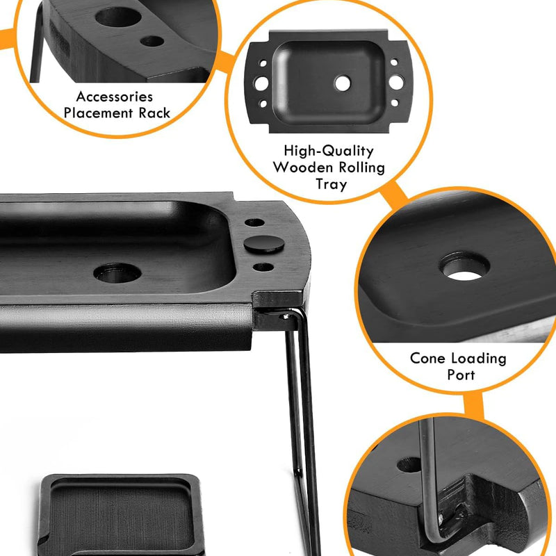 SafeDelux | Small Folding Rolling Tray Kits | Black details