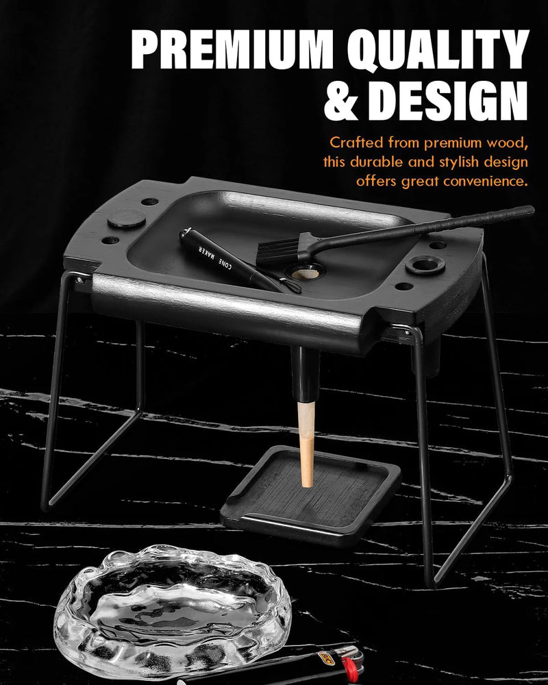 SafeDelux | Small Folding Rolling Tray Kits | Black