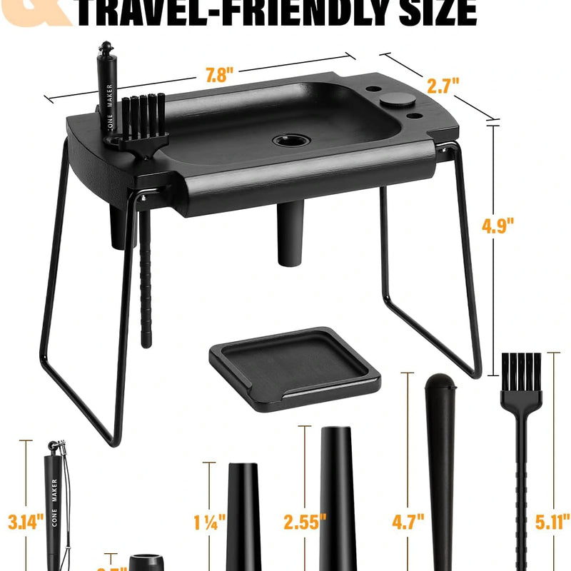 SafeDelux | Small Folding Rolling Tray Kits | Black size details