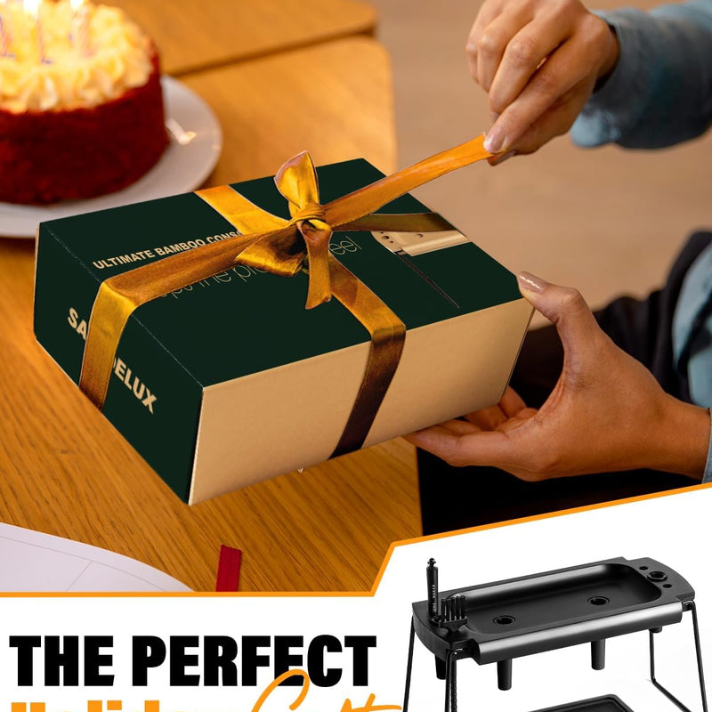 4 Holes Foldable Rolling Tray Kits | SafeDelux (black)