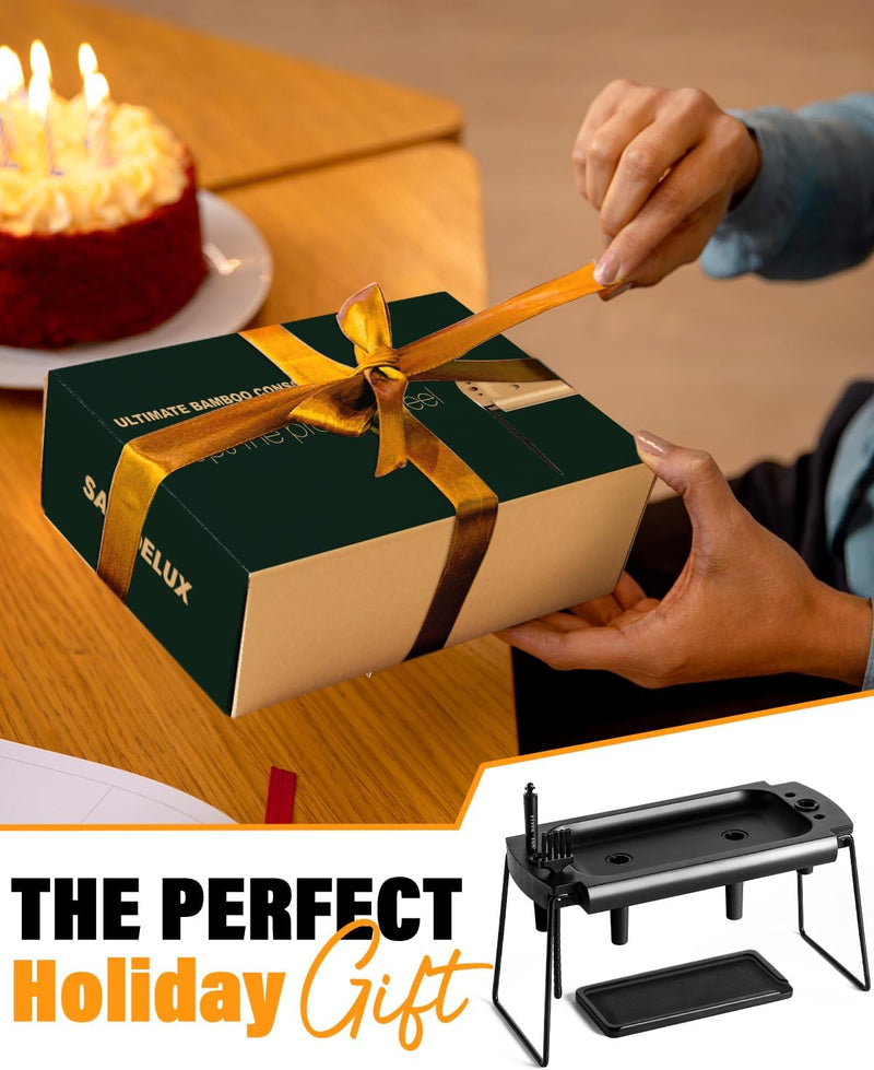 4 Holes Foldable Rolling Tray Kits | SafeDelux (black)