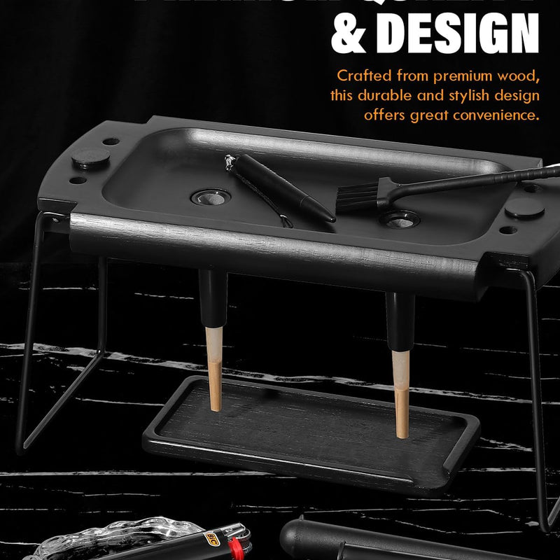 4 Holes Foldable Rolling Tray Kits | SafeDelux (black)