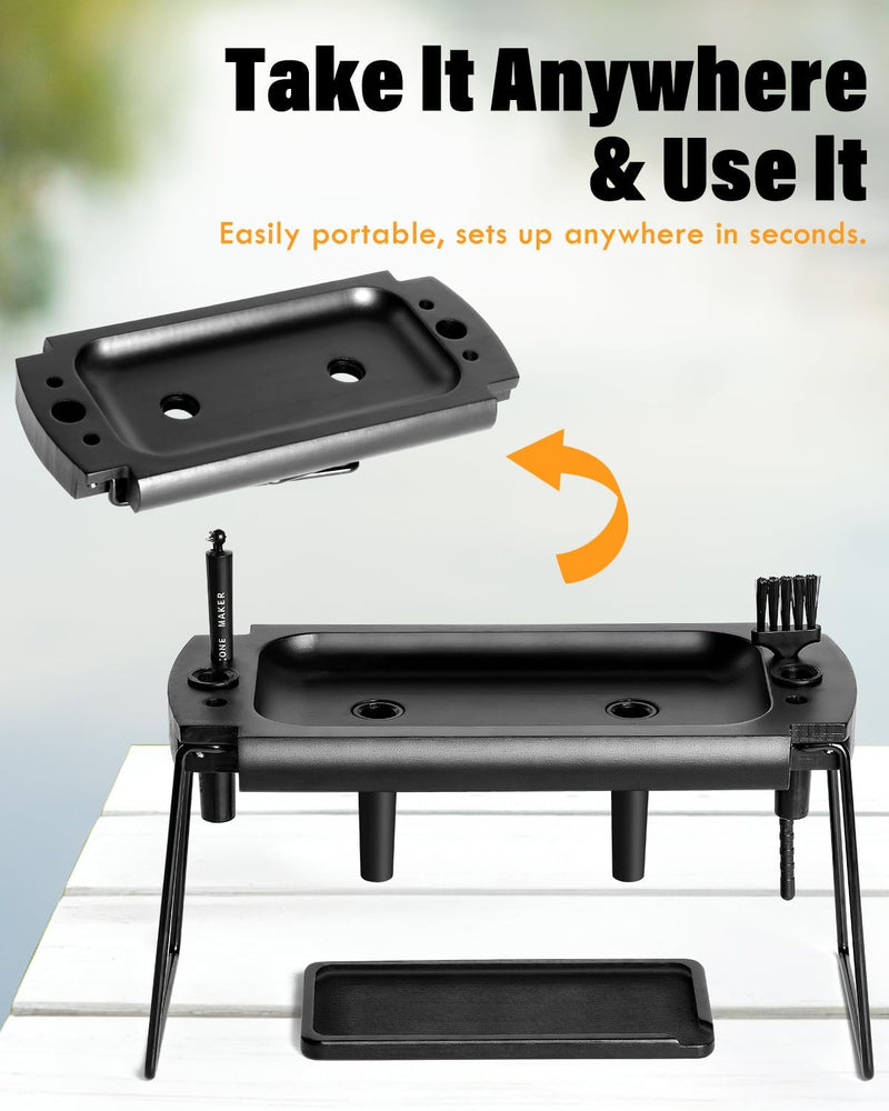 4 Holes Foldable Rolling Tray Kits | SafeDelux (black)