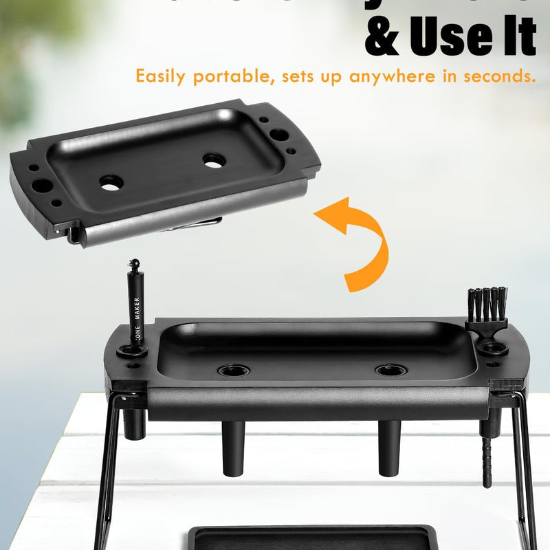 4 Holes Foldable Rolling Tray Kits | SafeDelux (black)