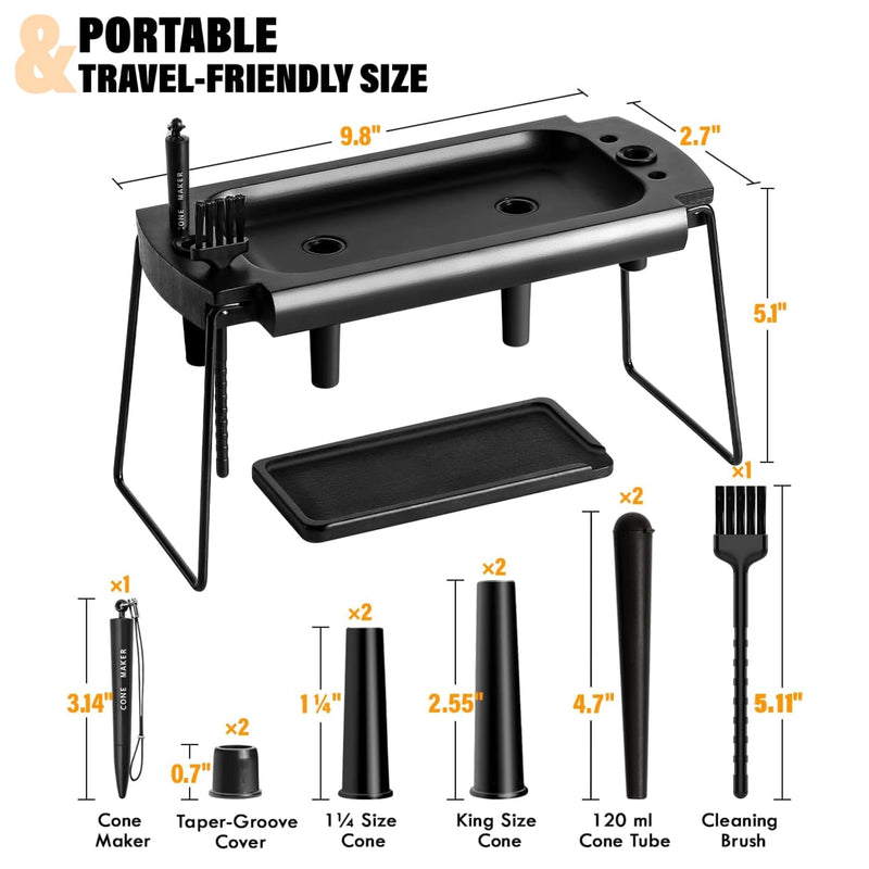 4 Holes Foldable Rolling Tray Kits | SafeDelux (black)